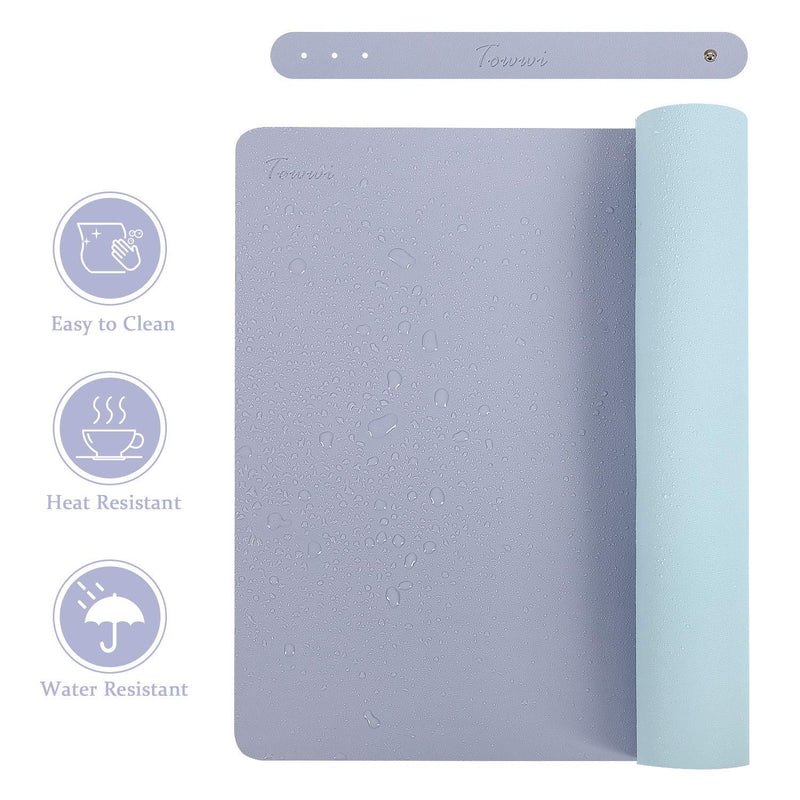 [Australia - AusPower] - TOWWI Dual Sided Desk Pad, 24" x 14" PU Leather Desk Mat, Waterproof Desk Blotter Protector Mouse Pad (Purple/Blue) Purple/Blue 24" x 14" 