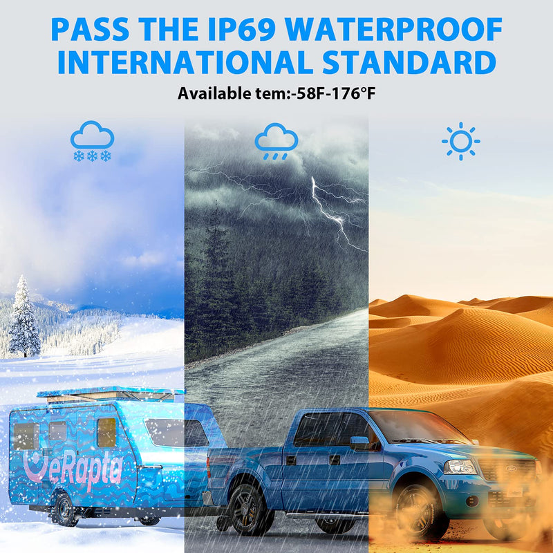 [Australia - AusPower] - HD 720P eRapta ERT02 Backup Camera Front Rear View License Plate Reverse Universal for Pickup Truck Car SUV 149° Perfect Angle Night Vision Mirror Function Waterproof 