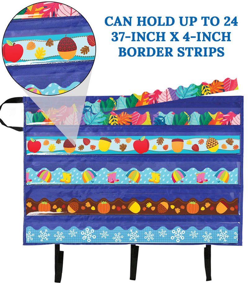 [Australia - AusPower] - Carson Dellosa Foldable Border Storage Pocket Chart—Organize Bulletin Board Borders and Wall Borders, Classroom Organizer with Storage Pockets (41" x 24.5") 