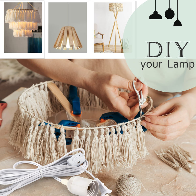 [Australia - AusPower] - JACKYLED Extension Hanging Lantern Cord Cable UL 1-Pack 12Ft 360W with E26 E27 Socket Gear Switch + Hooks + 2-Prong US AC Power Plugs Pendant Lighting Bulb Lamp for Kitchen Bedroom Bathroom 1 pack 