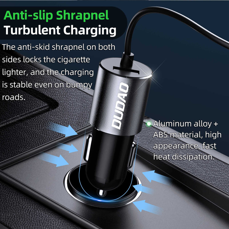 [Australia - AusPower] - DUDAO Car Charger Adapter Lighter USB Fast Charger,Apple/Android/Type-C 3 in 1 Telescopic Cable Cell Phone Chargers & Power Adapters 