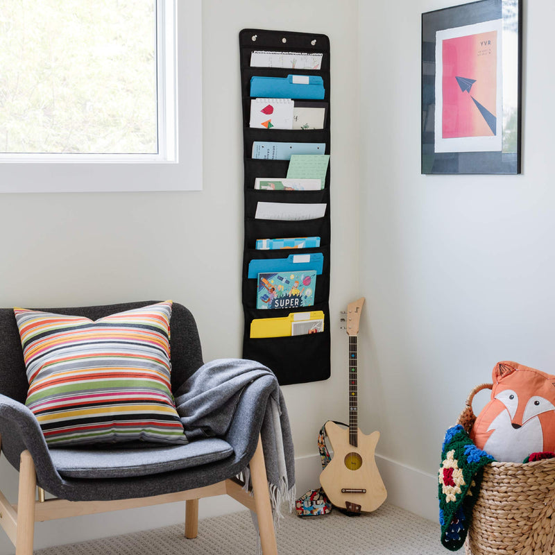 [Australia - AusPower] - WallDeca Hanging File Organizer | Black, Letter-Sized, Storage Pocket Chart for Office, Home and Classroom (10 Pockets - Original) 