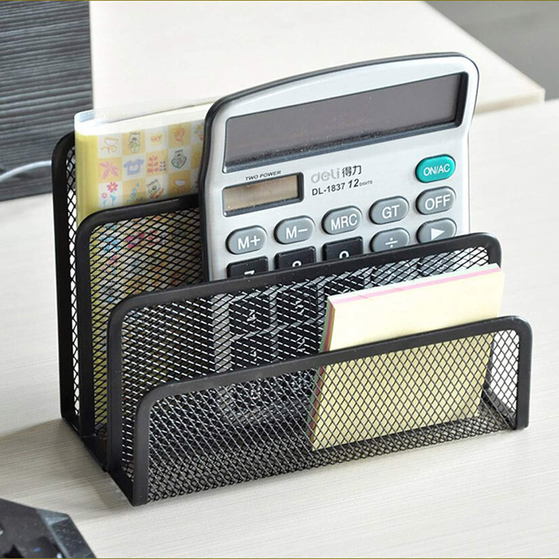 [Australia - AusPower] - VANRA Small Letter Sorter Desktop File Holder Organizer Metal Mesh with 3 Vertical Upright Compartments (Black) Black 