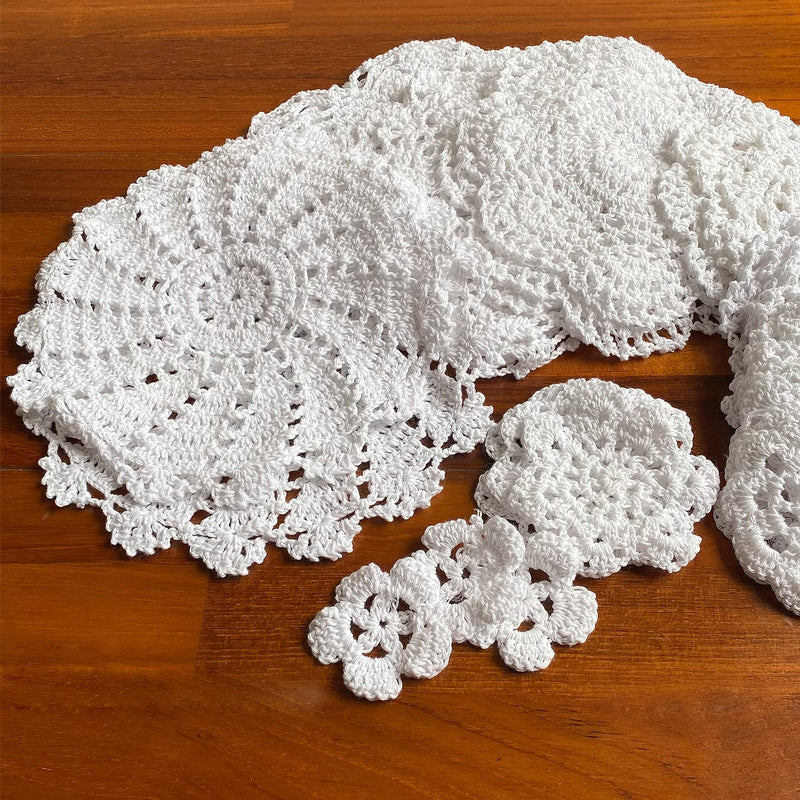 [Australia - AusPower] - kilofly 26 pcs Cotton Crochet Doilies 1.8"-7.9" Handmade White Beige Placemats White 26pc 