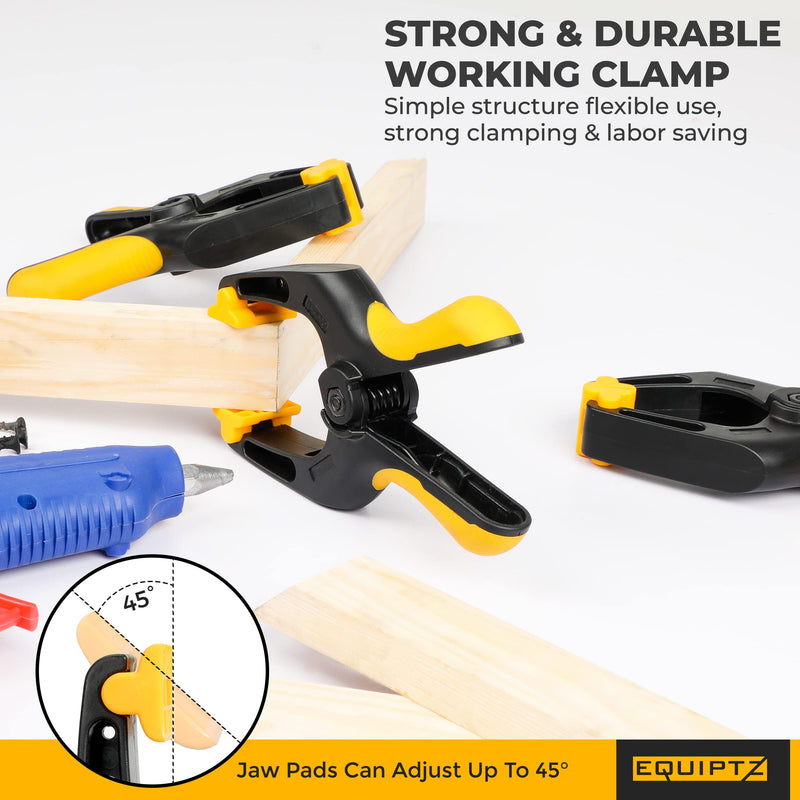 [Australia - AusPower] - EQUIPTZ Spring Clamps Heavy Duty, 4-Pack 6-inch Large Plastic Clamps for Crafts with 3-Inch Jaw Opening, Backdrop Clips Clamps with Extra Wide Jaws & Strong Clamp Force for a Smooth DIY Experience 6" Pack of 4 