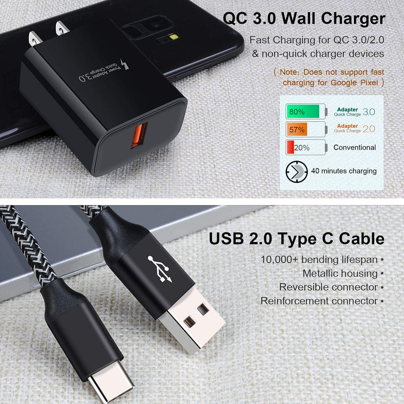 [Australia - AusPower] - USB C Fast Charger for Samsung Galaxy S22 S21 S21+ S21 Ultra S20 FE S10E S9 Note 22/21/20 Ultra/10 A10E A11 A21 A51, Quick Charge 3.0 Wall Charger, Car Adapter, 6ft Type C Charger Cable Fast Charging 