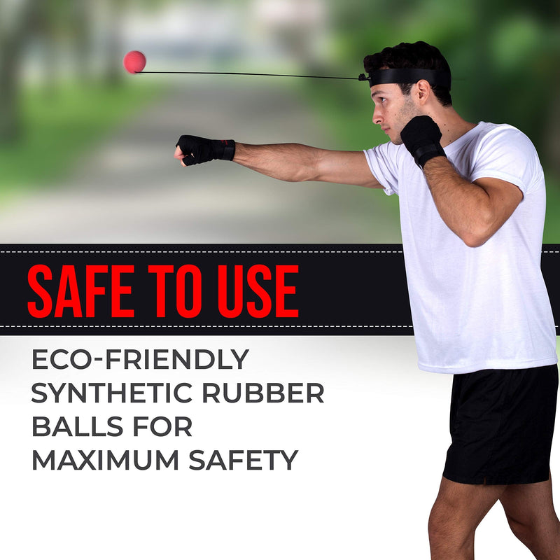 [Australia - AusPower] - BOXERPOINT Boxing Reflex Ball for Adults and Kids - React Reflex Balls on String with Headband, Carry Bag and Hand Wraps - Improve Hand Eye Coordination, Punching Speed, Fight Reaction 4 Difficulty Level Balls 