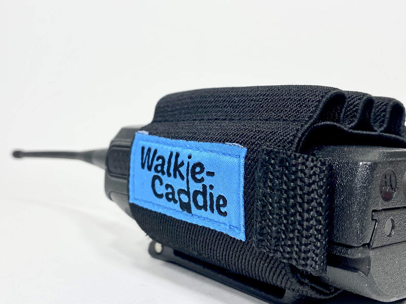 [Australia - AusPower] - Walkie Caddie (Blue) - Accessory Pouch for Walkie Talkies | for Motorola CP 200 and Most Other Walkie Talkies | Black with Blue Bungee 