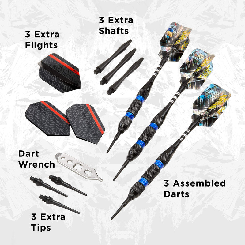 [Australia - AusPower] - Viper Black Ice Soft Tip Darts Blue Rings 18 Grams 