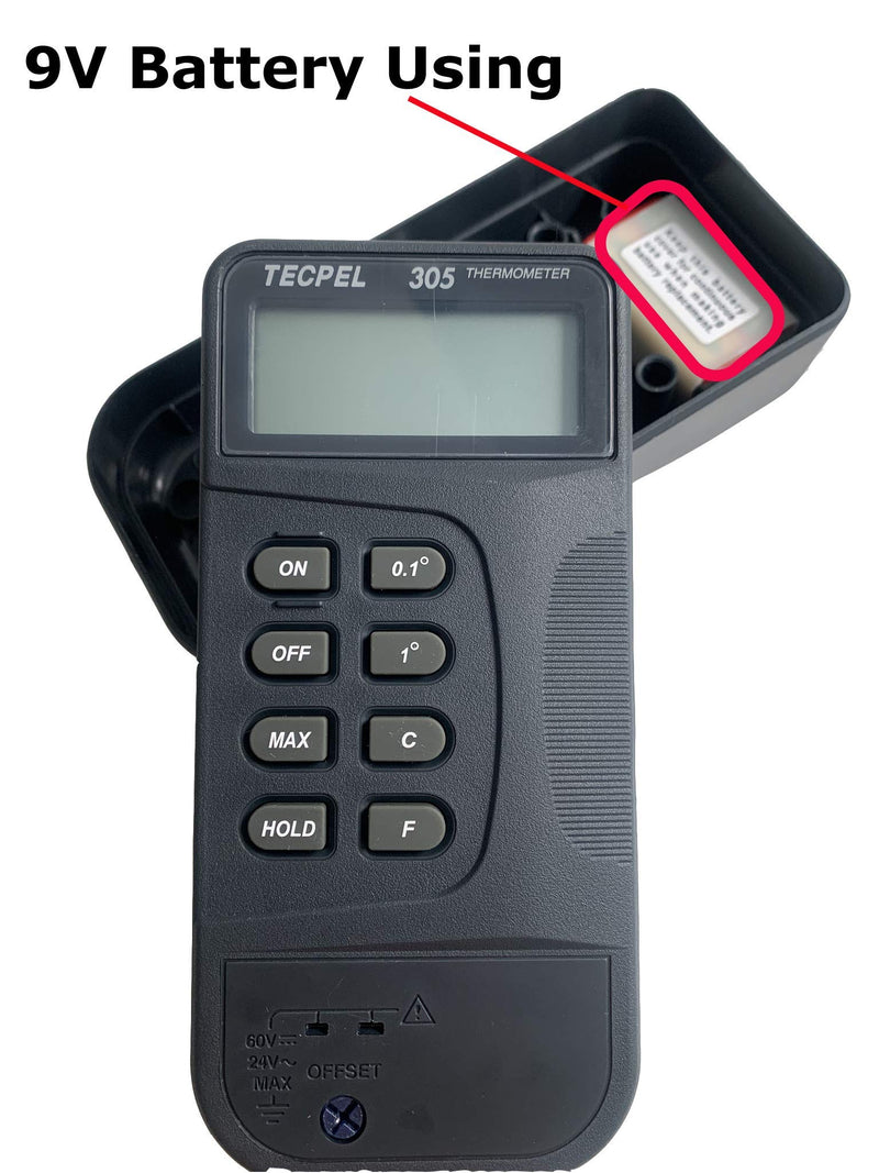 [Australia - AusPower] - TECPEL DTM-305 Digital Single Input Thermocouple Thermometer with Type k thermocouple Probe (TPK-01) 