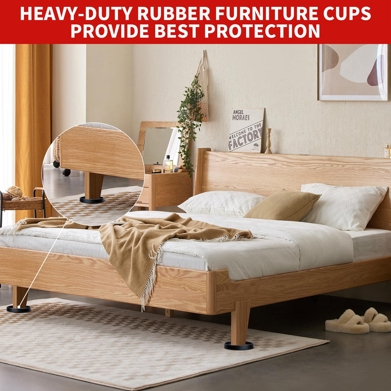 [Australia - AusPower] - Furniture Coasters - 2.5â€ Non Slip Furniture Pads for Hardwoods Floors, 8 PCS Round Rubber Non Skid Furniture Caster Cups, Anti Slide Furniture Feet Floor Protectors for Bed Couch Stoppers (Black) 2-1/2 inch 8 pack 