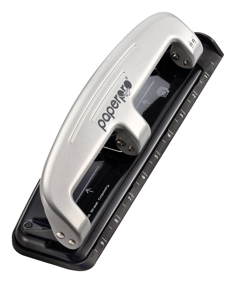 [Australia - AusPower] - PaperPro inPRESS 12 Reduced Effort Three-Hole Punch, Silver/Black (2101) 12 Sheet Black 