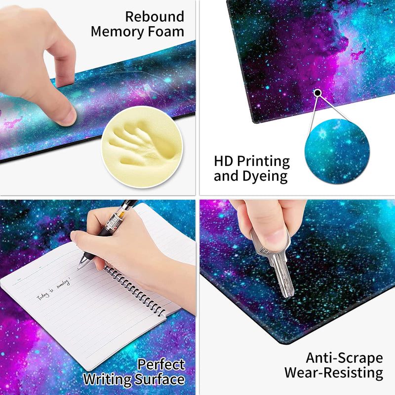 [Australia - AusPower] - Pretty Mouse Pad and Gel Wrist Rest Set, Extended Desk Mat (31.5" x 11.8") with Memory Foam Ergonomic Keyboard Pad, Large Gaming Mouse Pad Non-Slip Easy Typing for Home Office, Milky Way Galaxy Stars XL-31.5"x11.8"x0.12" 