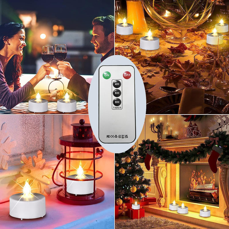 [Australia - AusPower] - LED Tea Light Candles with Remote Control,Flickering Flameless Candle,Long Lasting 400+Hours,Battery Operated,with Timer for Home Decoration Seasonal &Festival Celebration WarmWhite (12pcs) 12pcs 