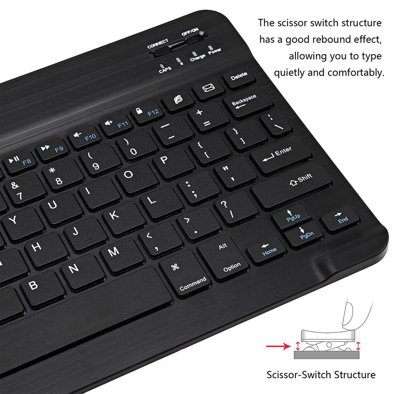 [Australia - AusPower] - Ultra-Slim Bluetooth Keyboard and Mouse Combo Rechargeable Portable Wireless Keyboard Mouse Set for Apple iPad iPhone iOS 13 and Above Samsung Tablet Phone Smartphone Android Windows (Black) Black 