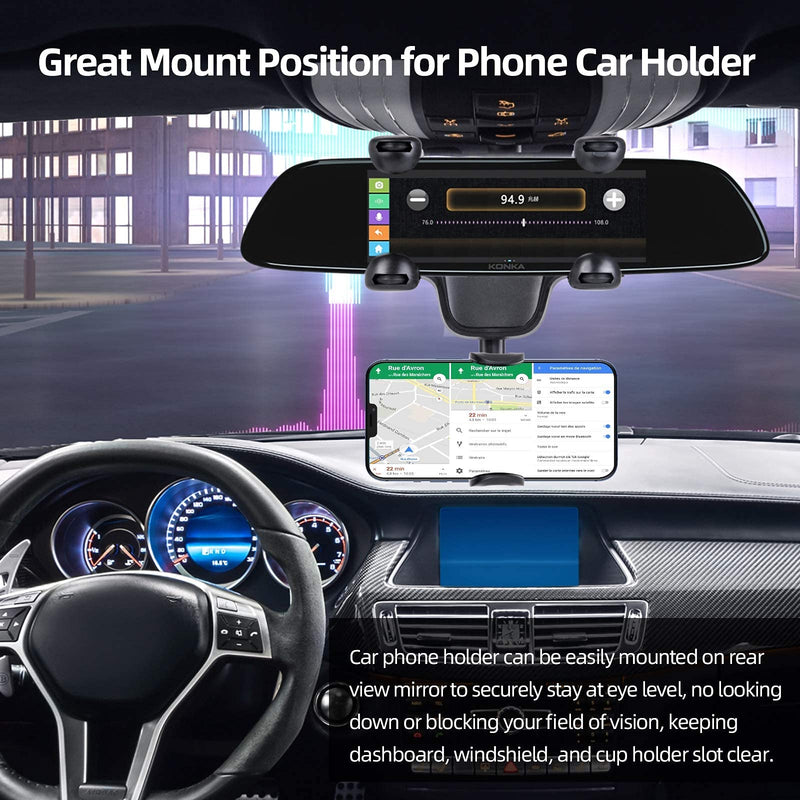 [Australia - AusPower] - Rearview Mirror Phone Mount, WUZMINR 360° Swivel Cell Phone Car Mount,Multimedia Devices,GPS Units,Snap-On Mobile Phone Holder ,Car Phone Mount Clip Suitable for 3.5-7 Inch Mobile Phones. 