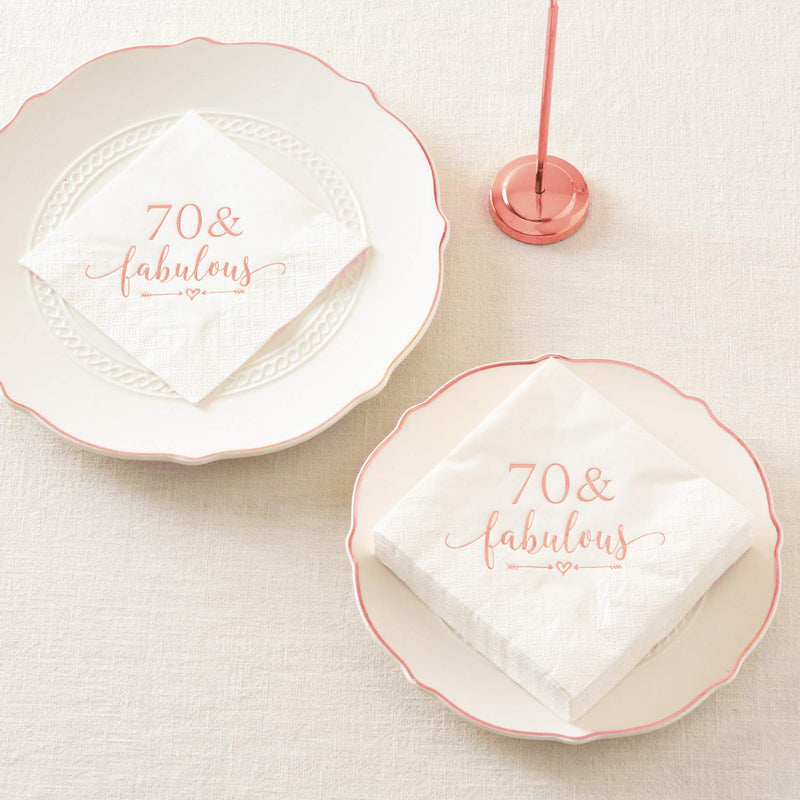 [Australia - AusPower] - Crisky 70 and Fabulous Cocktail Napkins Rose Gold for Women 70th Birthday Decorations, 70th Birthday Bevergae Dessert Cake Table Supplies, 50Pcs, 3-Ply 