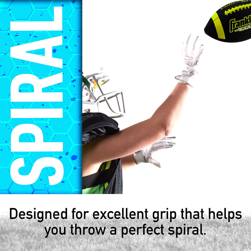 [Australia - AusPower] - Franklin Sports Junior Size Football - Grip-Rite Youth Footballs - Extra Grip Synthetic Leather Perfect for Kids Black/Optic 1 Inflated Football 