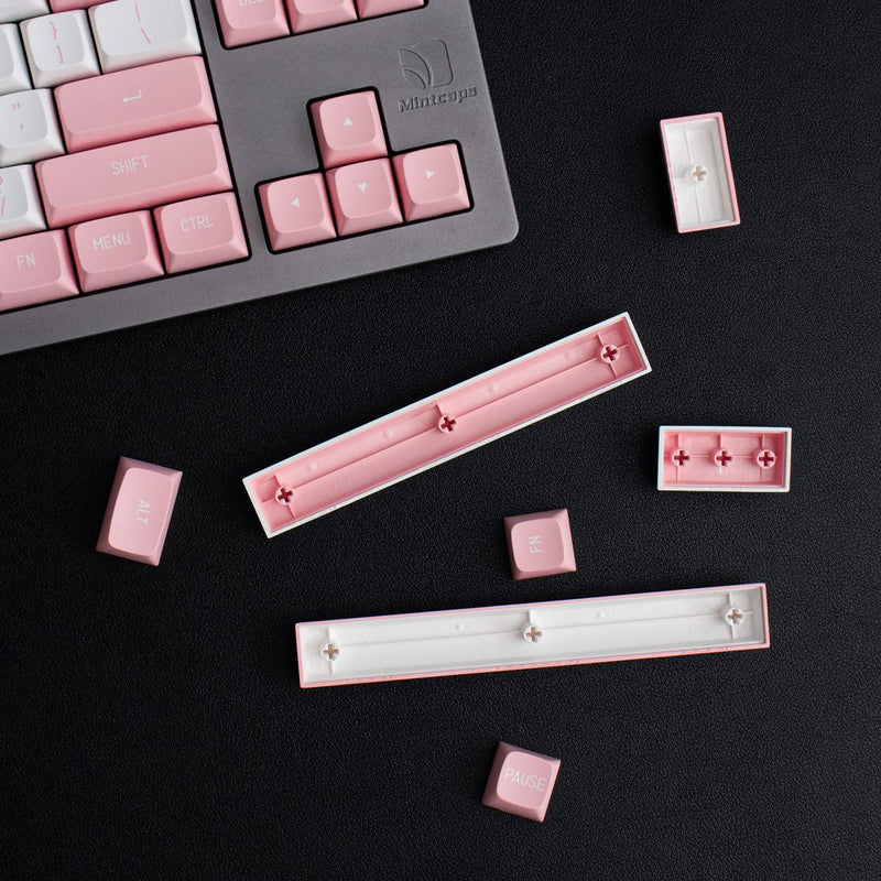 [Australia - AusPower] - Pink White Keycaps Set 150 Keys MSA Profile Double Shot ISO/ANSI Layout for Cherry MX Switches Mechanical Gaming Keyboard Pink White 