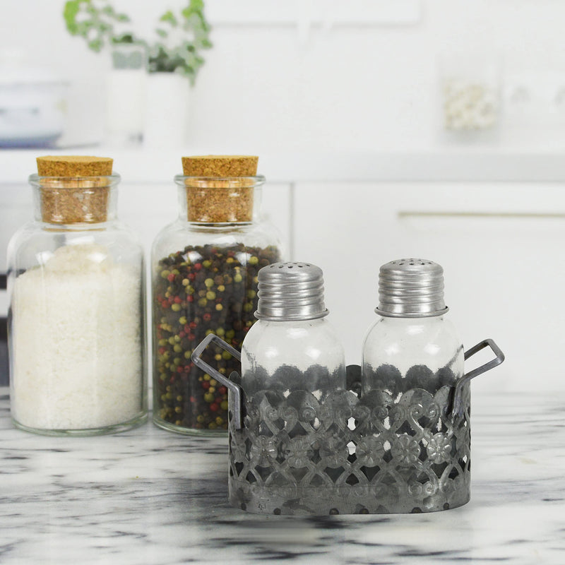 [Australia - AusPower] - Galvanized Metal Cutout Salt and Pepper Shaker Set 