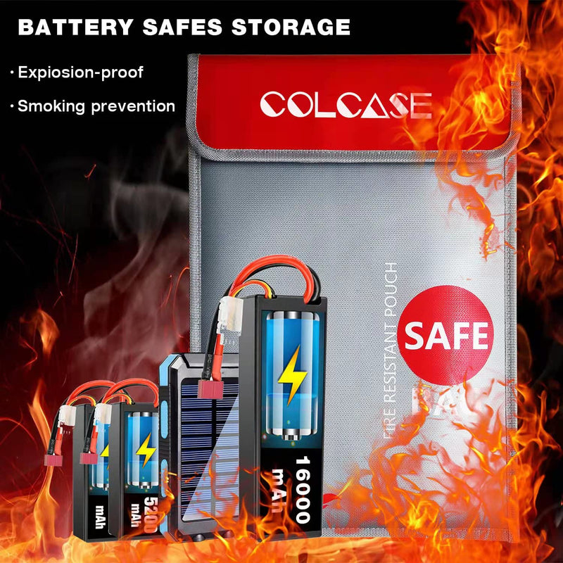 [Australia - AusPower] - COLCASE Fireproof Document Bag (2000 ℉ )15 x 11 Inches Silicone Coated Fireproof and Waterproof Money Bag Fireproof Safe Storage for Money , Documents , Jewelry and Passport 