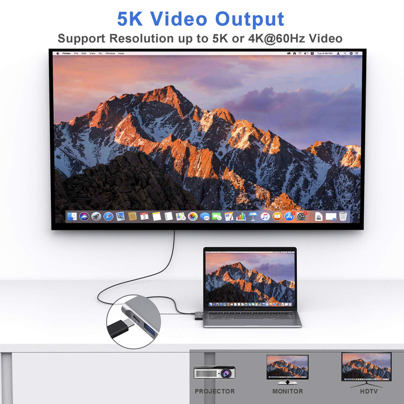 [Australia - AusPower] - USB C Adapter for MacBook Pro/MacBook Air M1 2020 2019 2018 13" 15" 16", 6 in 1 USB-C Hub MacBook Pro Accessories with 3 USB 3.0 Ports,USB C to SD/TF Card Reader and 100W Thunderbolt 3 PD Port 