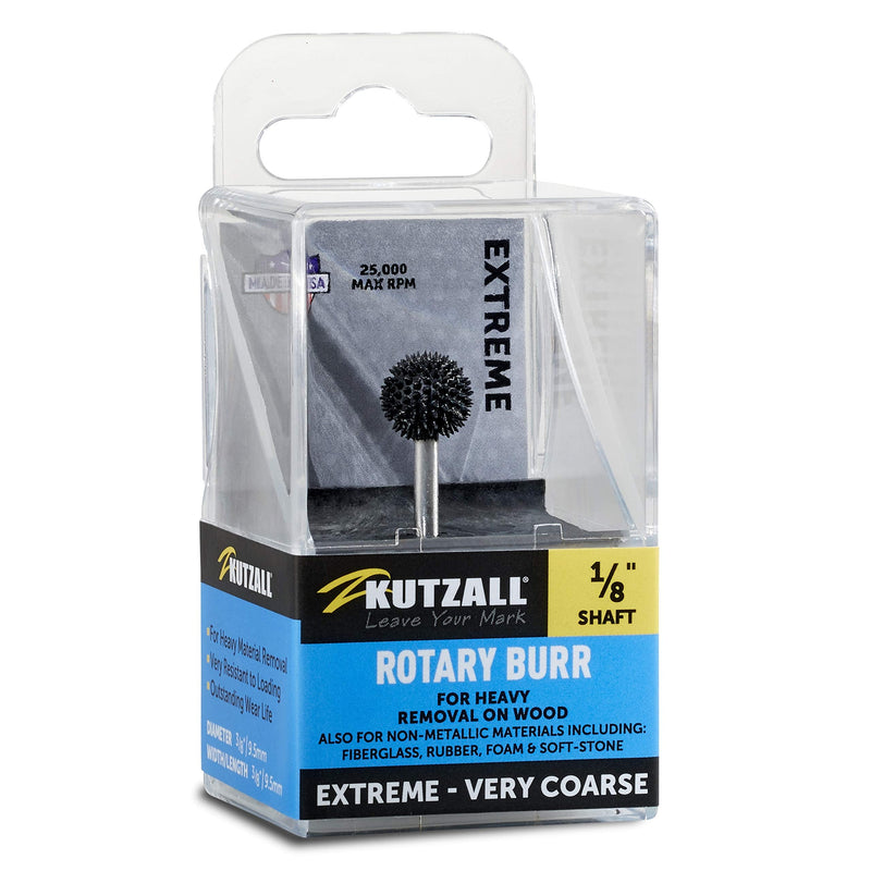 [Australia - AusPower] - Kutzall Extreme Sphere Rotary Burr, 1?8" Shaft, Very Coarse - Woodworking Attachment for Dremel, Foredom, DeWalt, Milwaukee Tools. Abrasive Tungsten Carbide, 3?8" (9.5mm) Head Diameter, SX-38-EC Extreme - Very Coarse 