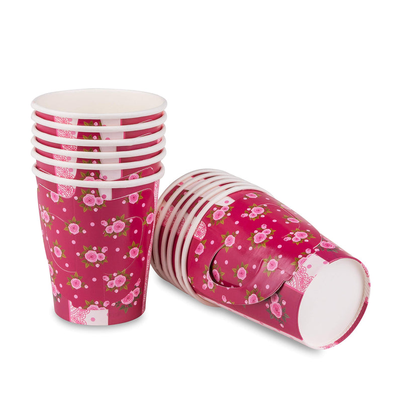 [Australia - AusPower] - Royal Magnolia Rose Tea Party Decorations - 24 Paper Tea Cups, Plates, and Napkins - Disposable Tea Party Set for Hot and Cold Drinks for Birthday, Baby Shower, Wedding, Princess Little Girls Parties 
