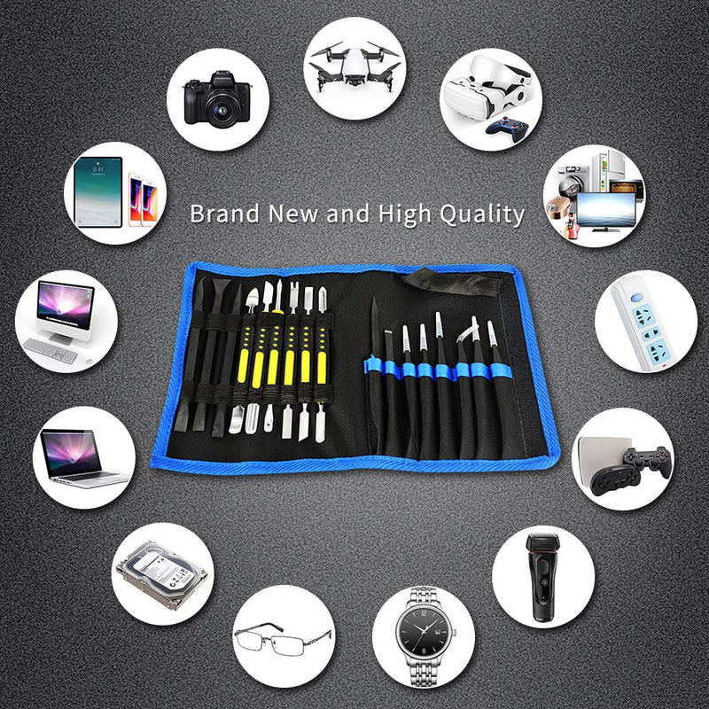 [Australia - AusPower] - 17 in 1 Electronics Repair Tools Opening Pry Tool Kit with Dual Ends Metal Spudgers and Black Tweezers for iPad Tablets Laptop Electronics Device Mobile Phone 17 PCS 