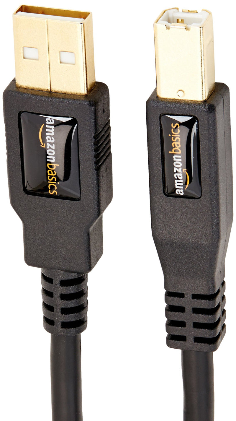 [Australia - AusPower] - Amazon Basics USB 2.0 Printer Cable - A-Male to B-Male Cord - 10 Feet (3 Meters), Black 1-Pack 