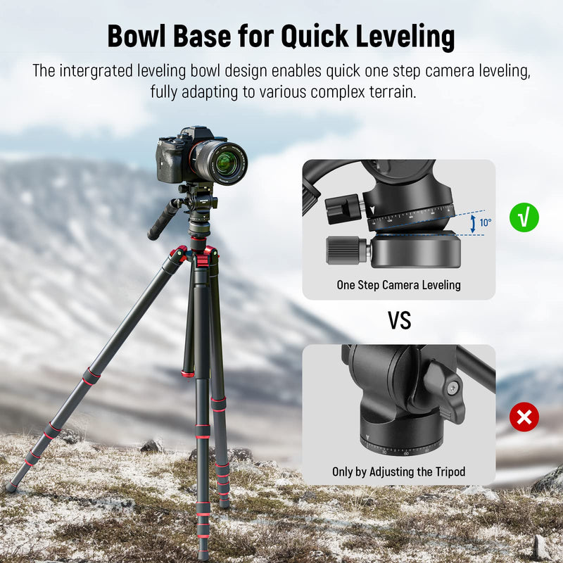 [Australia - AusPower] - NEEWER Tripod Fluid Head with +/-10° Leveling Base(37mm Dia.), Metal Pan Tilt Head with Arca Type QR Plate, Telescopic Handle for Compact Video Camera DSLR Camera, Max Load 8.8lb/4kg, GM27 