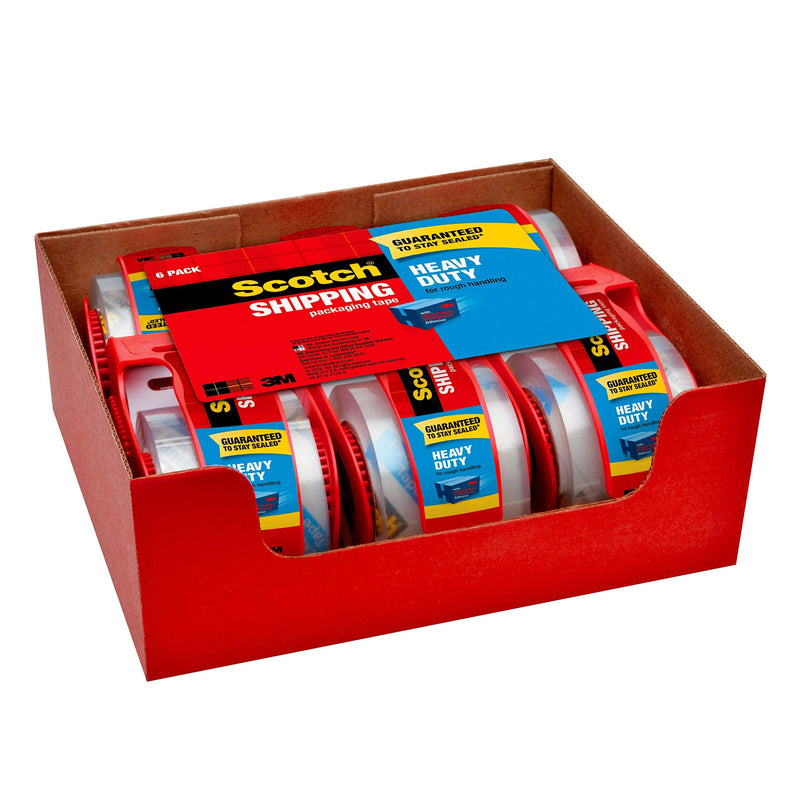 [Australia - AusPower] - Scotch Heavy Duty Packaging Tape, 1.88" x 22.2 yd, Designed for Packing, Shipping and Mailing, Strong Seal on All Box Types, 1.5" Core, Clear, 6 Rolls with Dispenser (142-6) 