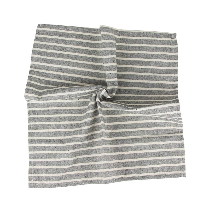 [Australia - AusPower] - INFEI Soft Broad Striped Linen Cotton Dinner Cloth Napkins - Set of 12 (17 x 17 inches) - for Events & Home Use (Black) Black 