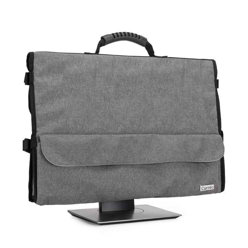 [Australia - AusPower] - CURMIO Computer Monitor Carrying Case for 24 Inch Monitor, Computer Screen Dust Cover with Rubber Handle and Pockets, Gray (Patented Design) 