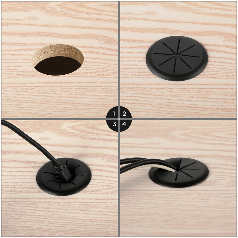 [Australia - AusPower] - HYCC 5 Pack 2 Inch Flexible Desk Grommet,Organize Wires and Cables on Office Equipment, Computer Components, Entertainment Systems Effectively - Color: Black 2 Inch-Black 