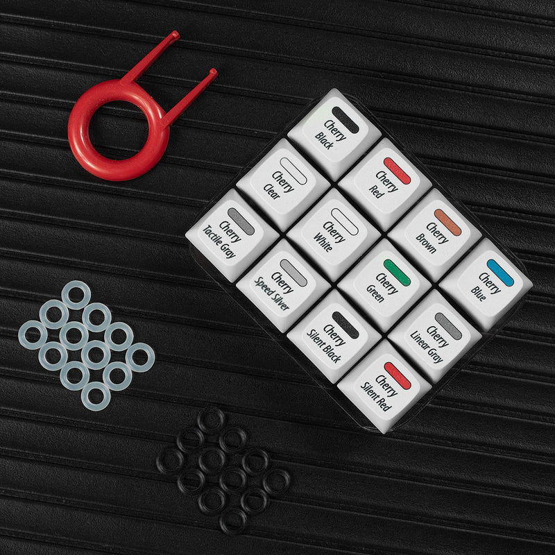 [Australia - AusPower] - Griarrac Cherry MX Switch Tester 12-Key Mechanical Keyboard Sampler Switch Testing Tool with Keycap Puller and 24 O Rings, 40A-L & 40A-R (Printed PBT Keycap Include Linear Gray) 