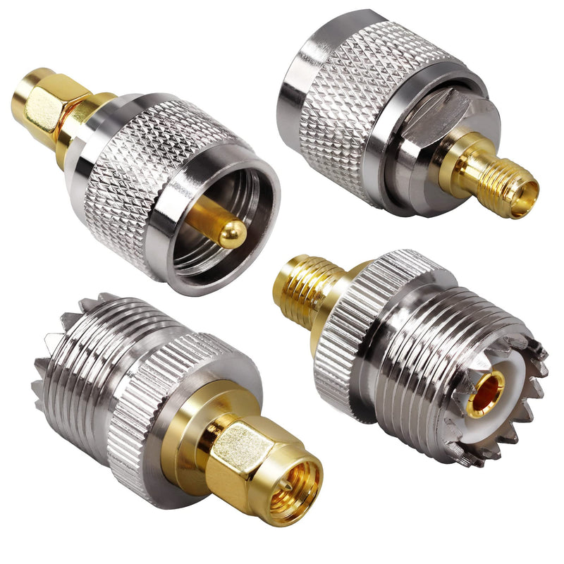 [Australia - AusPower] - TUOLNK SMA to UHF Connectors Kit UHF to SMA Male to Female RF Coax Adapter Nickel Gold Plated SO239 PL259 to SMA Adapter Kit 4 Type Set SMA to UHF Adapter Kit 