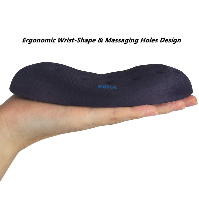 [Australia - AusPower] - BRILA Upgraded Ergonomic Keyboard and Mouse Wrist Rest Support Cushion Pad Set - Comfy Soft Memory Foam Gel Padding & Non-Slip Palm/Hand/Wrist Pain Relief Rest Pad for Office Work, PC Gaming, Laptop Black Bundle 