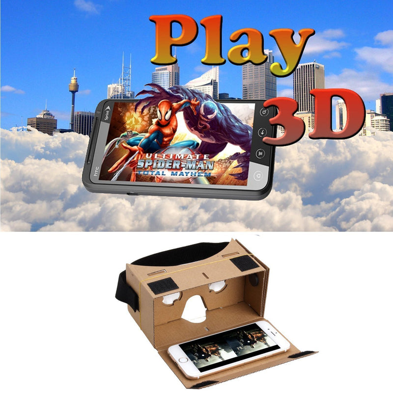 [Australia - AusPower] - Blingkingdom - (2pcs in Pack) Cardboard Headset 3D Virtual Reality VR for Android Smart Phones iPhone + NFC and Head-Strap 