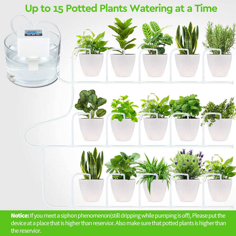 [Australia - AusPower] - DIY Micro Automatic Drip Irrigation Kit,Houseplants Self Watering System with 30-Day Digital Programmable Water Timer 5V USB Power Operation for Indoor Potted Plants Vacation Plant Watering [Gen 4] LCD Version White 