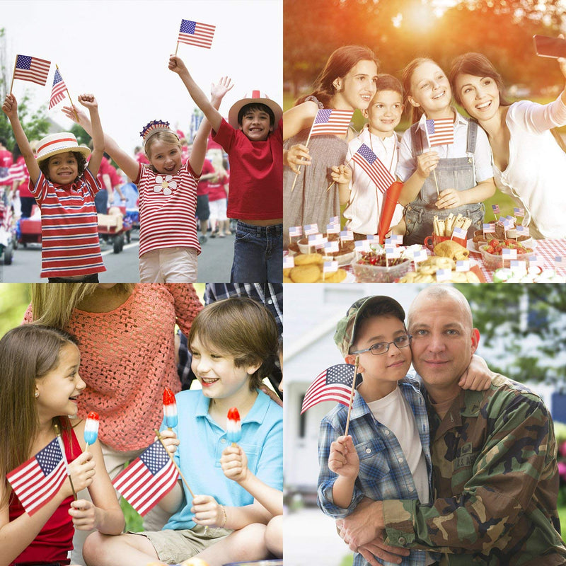 [Australia - AusPower] - 65 Pack Wooden Stick American Flags Hand Held Mini US Flags for American Independence Day (4x6 Inches) 4x6 Inches 