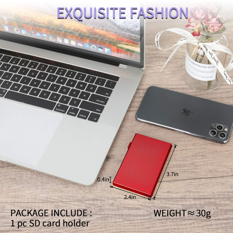 [Australia - AusPower] - SD Card Holder, SD Card Case, LAVILI CF Memory Card Holder Case Aluminum Alloy Hard Shell, Double-Layer Capacity for 6SD Cards and 12 TF Cards Red Color 