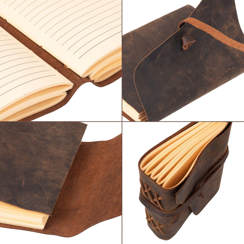 [Australia - AusPower] - Leather Journal Lined Notebook Paper - Leather Bound Journals for Writing for Women and Men, 7 x 5 Inches Ruled Small Notebooks, Kraft Paper with 400 pages - Lined Paper College Ruled & Travel Size 7" x 5" Lined 