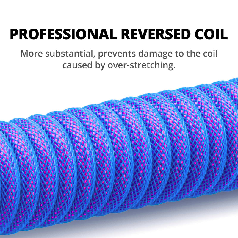 [Australia - AusPower] - GunMjo Pro Custom Coiled USB C Cable for Gaming Keyboard, Double-Sleeved Mechanical Keyboard Cable with Detachable Metal Aviator, 1.5M USB-C to USB-A, Nebula Color 