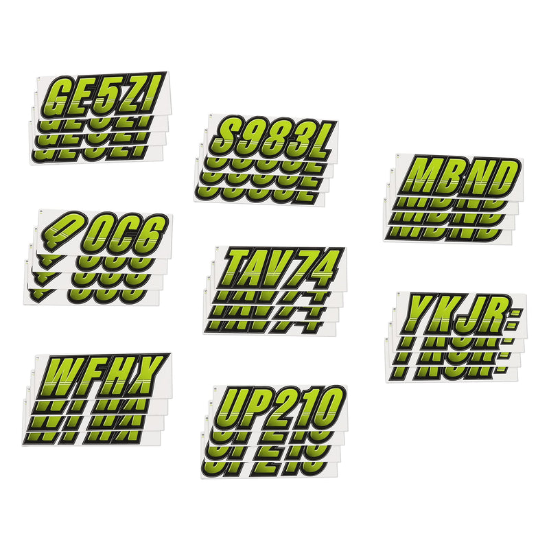 [Australia - AusPower] - Stiffie TECHTRON 3" Alpha-Numeric Registration Identification Numbers Stickers Decals for Boats & Personal Watercraft (Atomic Green / Black) 