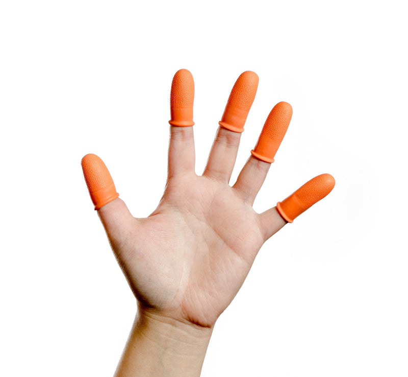 [Australia - AusPower] - Bertech - FC-O-L Heavy Duty Industrial Grade Finger Cots, Orange Color, 14 Mil Thick, Large, (Pack of 300) 