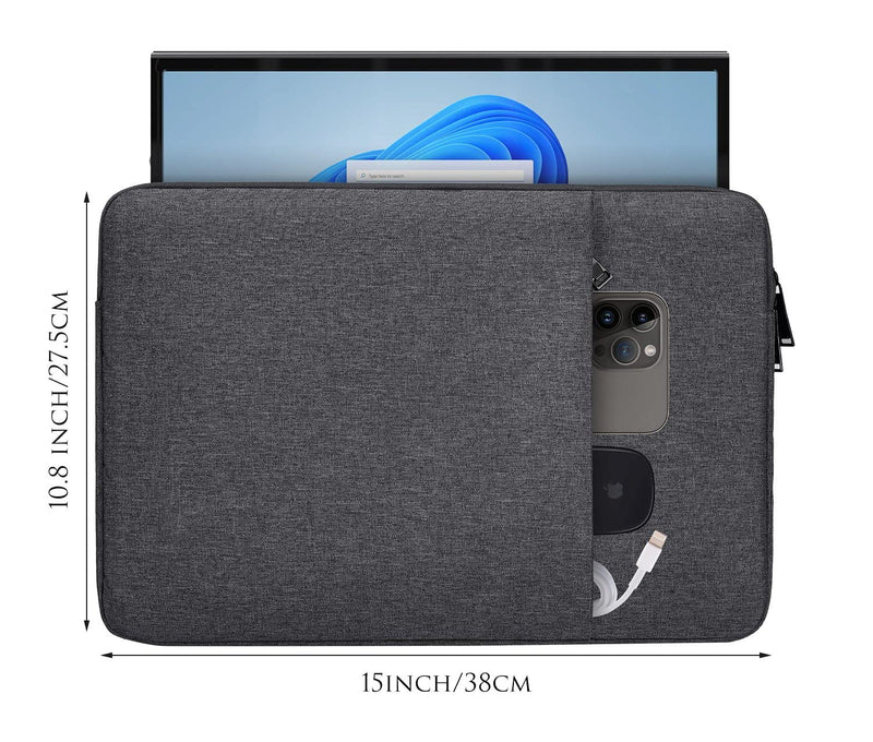 [Australia - AusPower] - Portable Monitor Case 15.6 Inch,Computer Sleeve Bag for KYY InnoView Lepow GTEK ViewSonic ZSCMALLS AOC 15.6" USB-C Portable Display Monitors with Pocket, 15"x10.8" Space Grey 