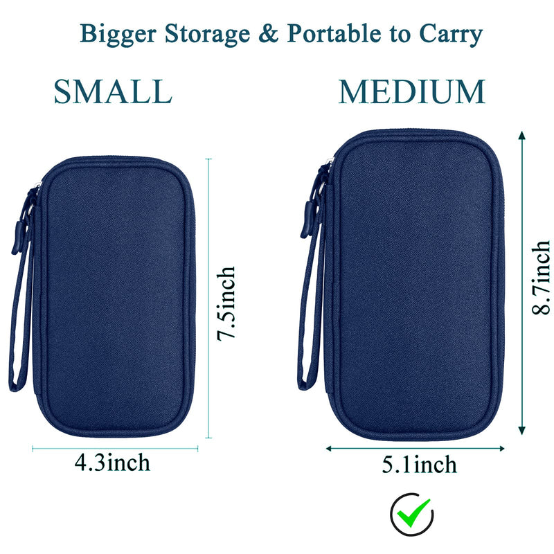 [Australia - AusPower] - Medium Travel Eletronic Organizer, Bevegekos Carrying Case Bag for Electronics and Accessories (Medium, Navy Blue) Medium 