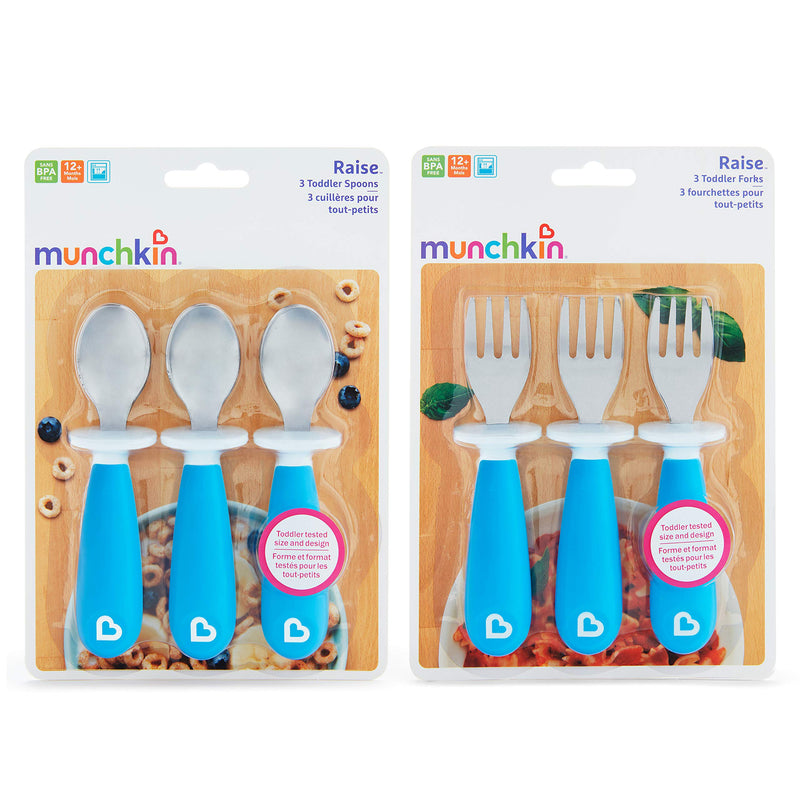 [Australia - AusPower] - Munchkin 6 Count Raise Toddler Forks and Spoons, Blue, 12+ 6 Count (Pack of 1) 