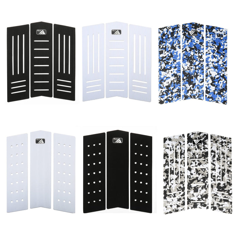 [Australia - AusPower] - AQUBONA 3 Piece Stomp Pad Surfboard EVA Traction Pad with 3M Adhesive Professional Tail Pad/Applies All Boards - Surfboards, Shortboards, Longboards, Skimboards/Black White Blue BLACK circle 